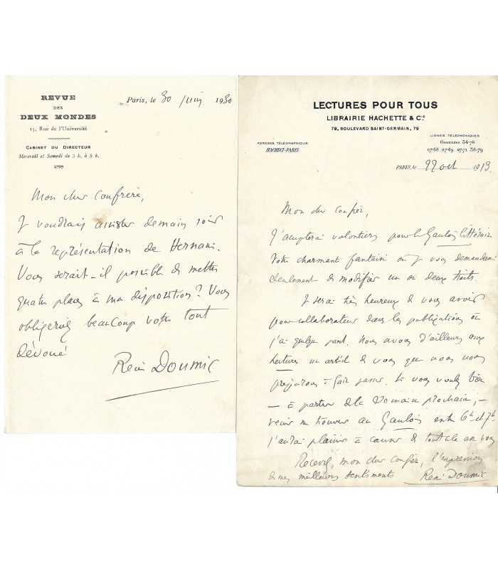 DOUMIC (René). Important critique littéraire. 4 Lettres (Réf. E 10075)