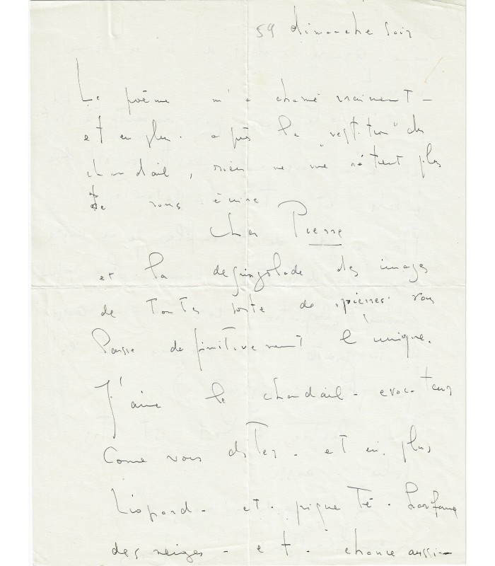FINI Leonor. Peintre surréaliste. Lettre autographe, 15 novembre  1959 (Réf. G 3173)