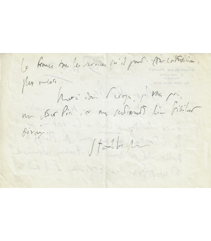 FUMET (Stanislas). Essayiste, poète. 2 lettres (Réf. E 10088)