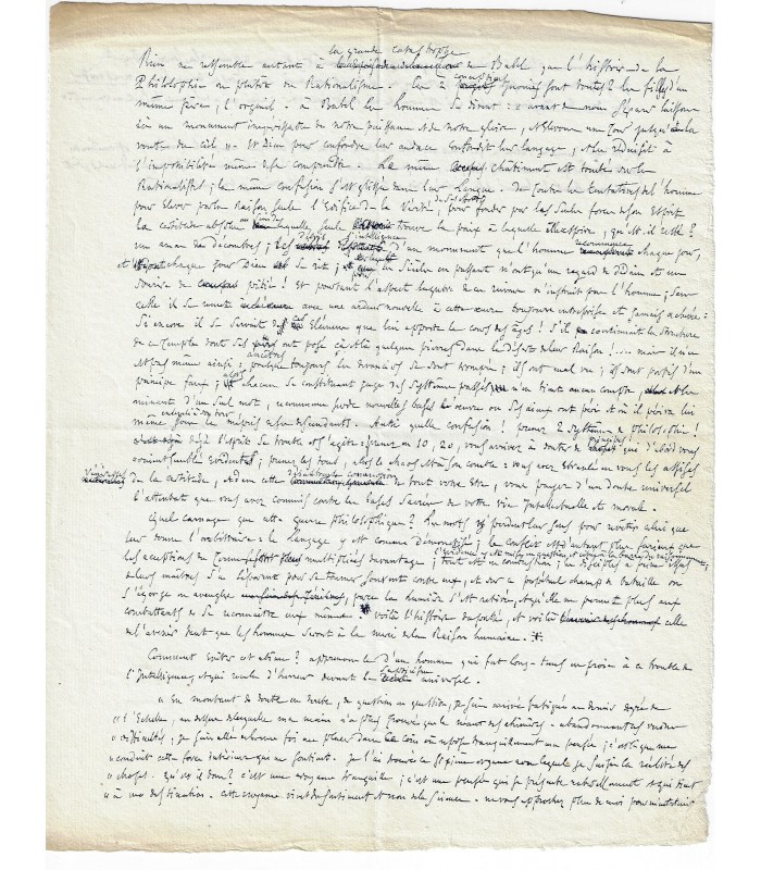 GOUNOD (Charles). Compositeur. Manuscrit (1 page) sur le doute, le chaos, la foi...