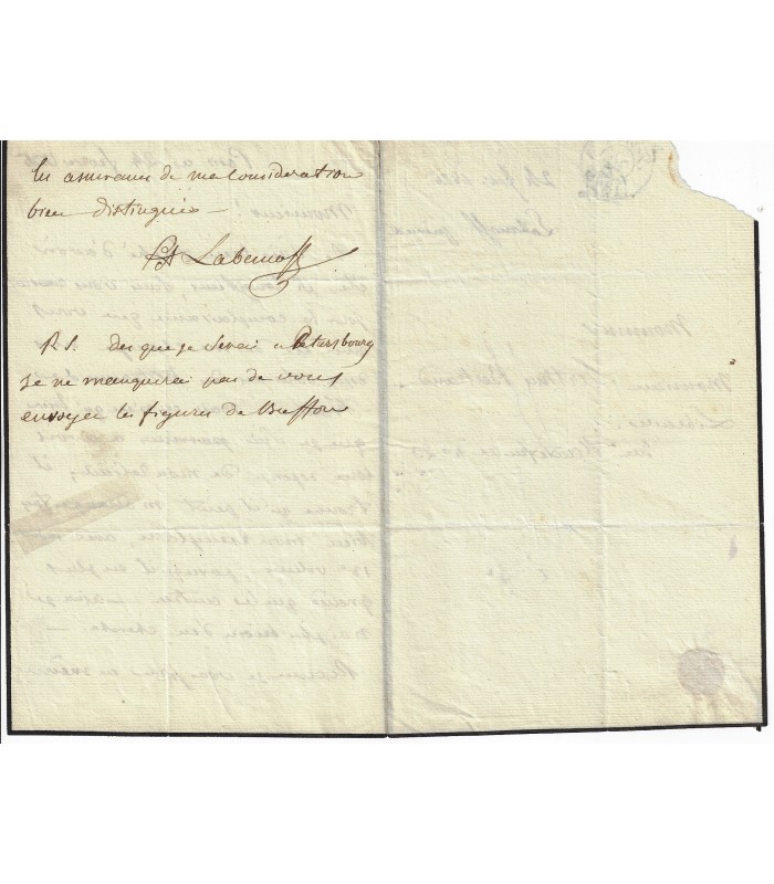 LABANOFF DE ROSTOFF (Alexandre, prince). Ecrivain russe. Lettre à Arthus Bertrand (Réf. E 10352)