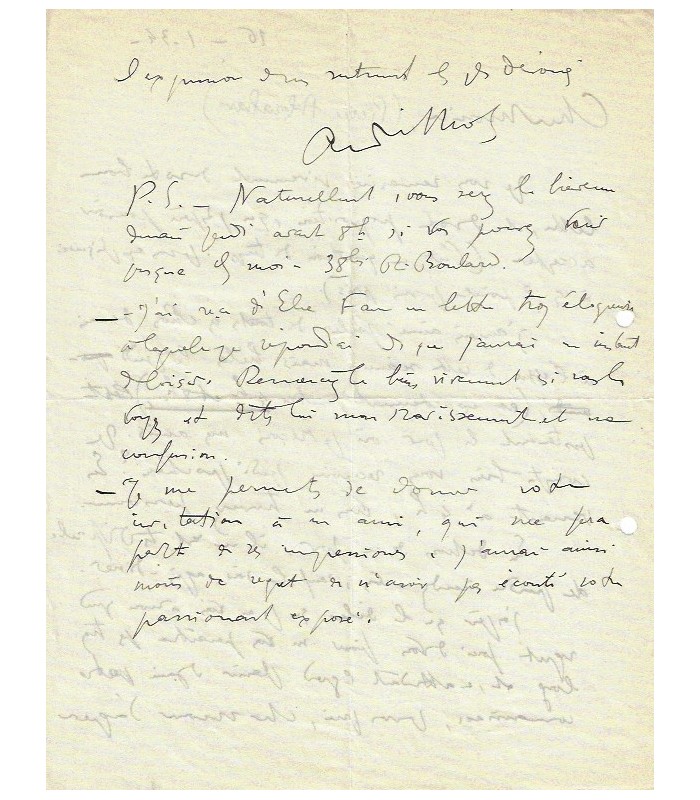 LHOTE (André). Peintre cubiste, théoricien de l'art, graveur et illustrateur. Lettre (Réf. G 3228)