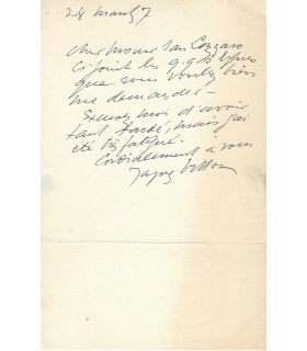 VILLON (Jacques), peintre, dessinateur et graveur. Lettre autographe (G 3198)