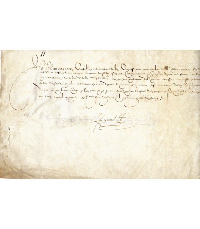 RAYNARD (Jean), médecin du roi Henri III. Pièce signée (G 5175)
