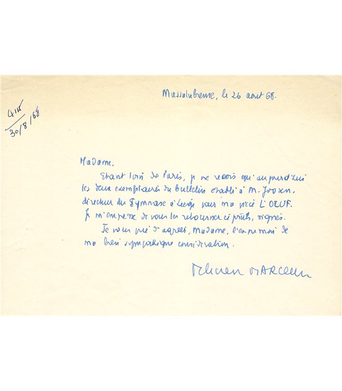 MARCEAU Félicien, au sujet de sa pièce intitulée "l'Oeuf"