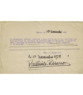 PISSARRO (Paul-Emile, dit Paulémile). Peintre impressionniste, fils de Camille Pissarro. Billet (Réf. G 4972)