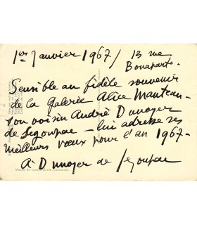 DUNOYER DE SEGONZAC, André, peintre. Carte Autographe (G 3092)