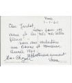 CHAGALL (Marc). Peintre d'origine russe. Carte autographe signée (voeux), 1er janvier 1960, à Maurice Jardot  (Réf. G 5032)