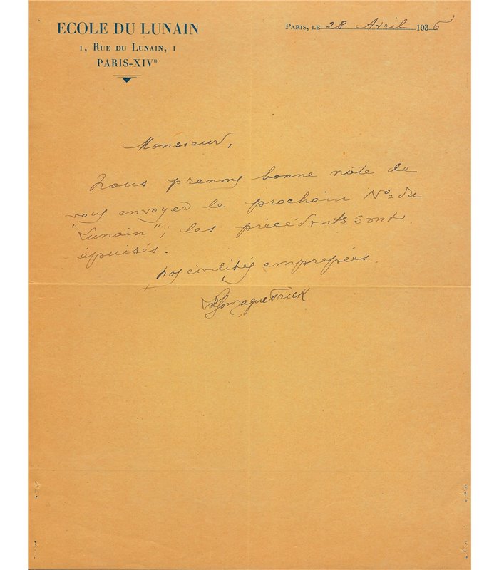 GONZAGUE FRICK Louis de. Poète, ami d'Apollinaire.