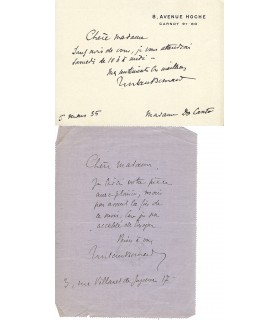 BERNARD Tristan, dramaturge, romancier. 2 billets autographes (E 10463)