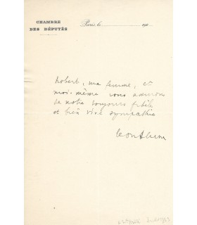 BLUM Léon, homme d'état français. Lettre autographe (E 10462)