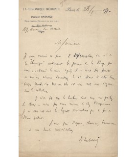 CABANES Augustin, médecin, journaliste. Lettre autographe (E 10474)