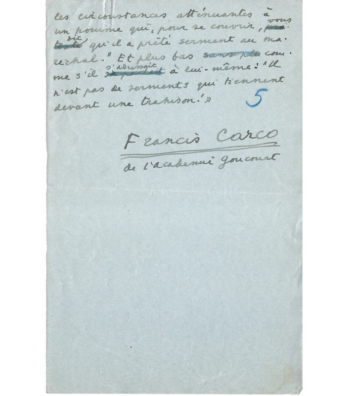 CARCO Francis, poète. 2 manuscrits autographes (G 3568)