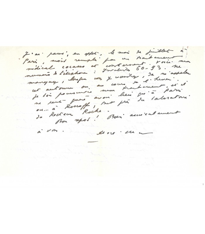 CHAR René, poète. Lettre autographe à l'ethnologue Jacques Lafaye (G 3917)