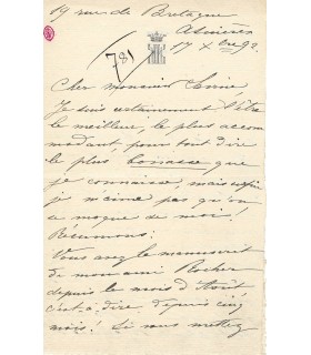 CORVIN DE KROUKOFFSKOI Pierre, écrivain. Lettre autographe (G 2054)