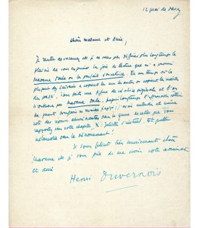 DUVERNOIS Henri, écrivain. Lettre autographe (E 10475)