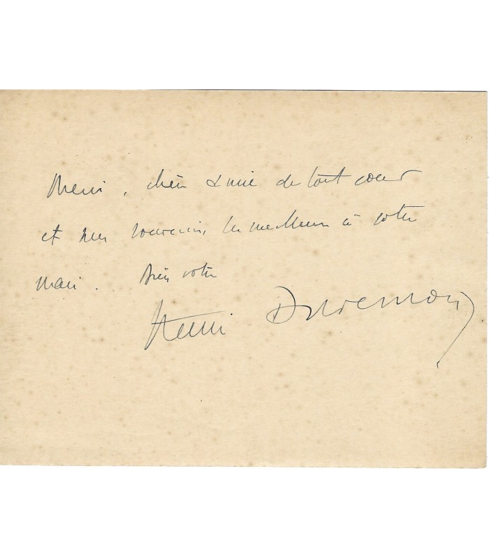 DUVERNOIS Henri, écrivain. Lettre autographe (E 10475)