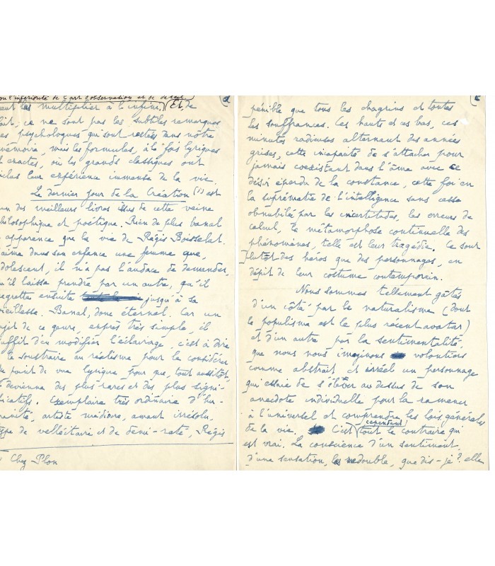 MIOMANDRE Francis de, écrivain. Manuscrit autographe (G 5011)