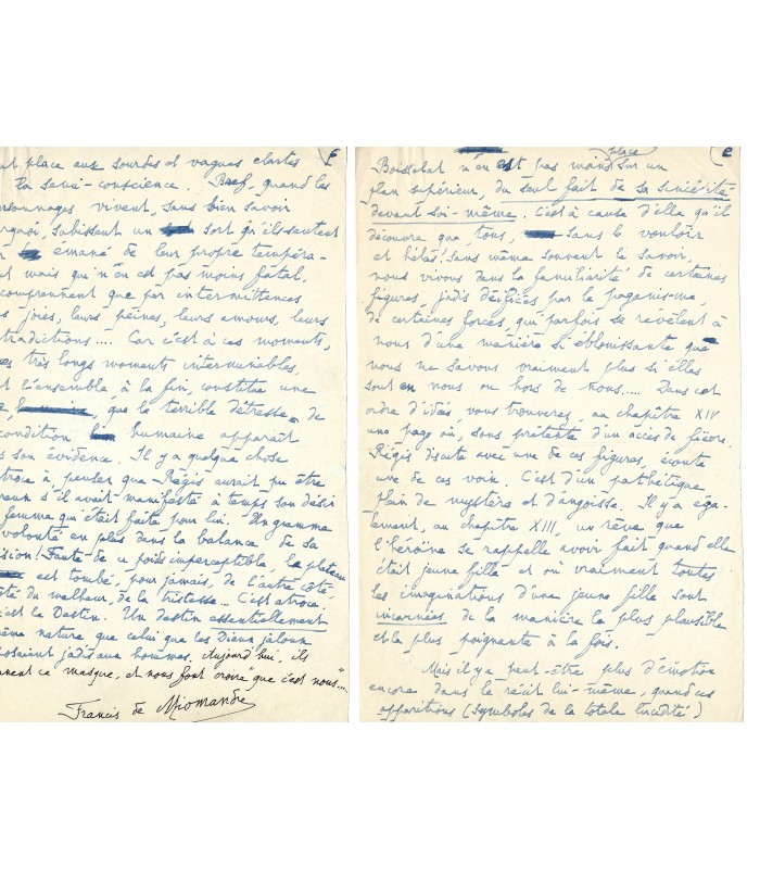 MIOMANDRE Francis de, écrivain. Manuscrit autographe (G 5011)
