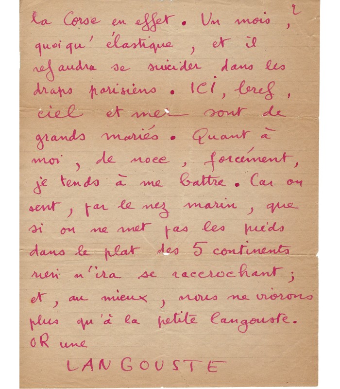 PICHETTE Henri, écrivain, poète. Lettre autographe (G 5595)