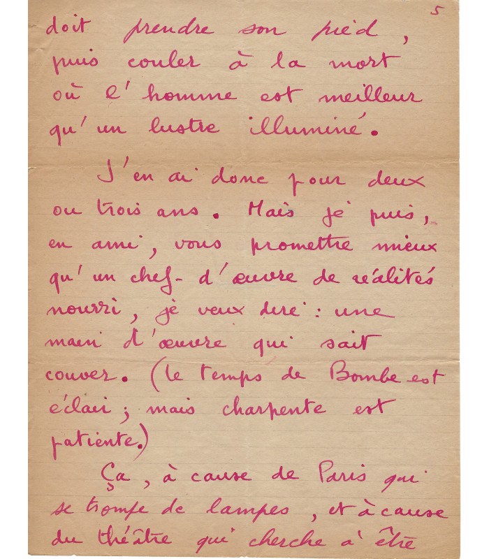 PICHETTE Henri, écrivain, poète. Lettre autographe (G 5595)