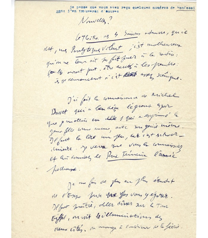 POLLES Henri, écrivain, romancier. Lettre autographe (E 10466)