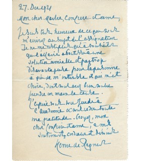 REGNIER (Henri de), poète. Lettre autographe (G 5580)