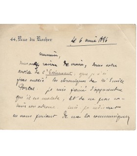 RENARD Jules, écrivain. Carte autographe (G 3226)