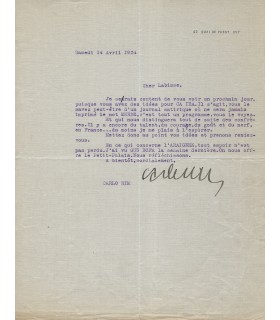 RIM Carlo, réalisateur, scénariste. Lettre dactylographiée signée (G 3346)