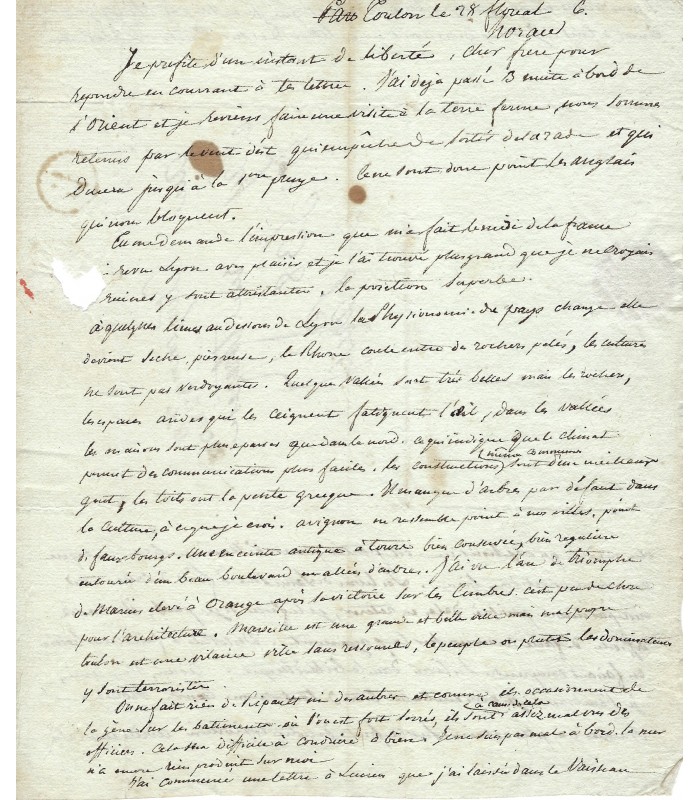 SAY Horace, ingénieur. Lettre autographe (E...)