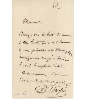 TAYLOR Baron, écrivain d'art, philanthrope. Lettre autographe (G 3125)