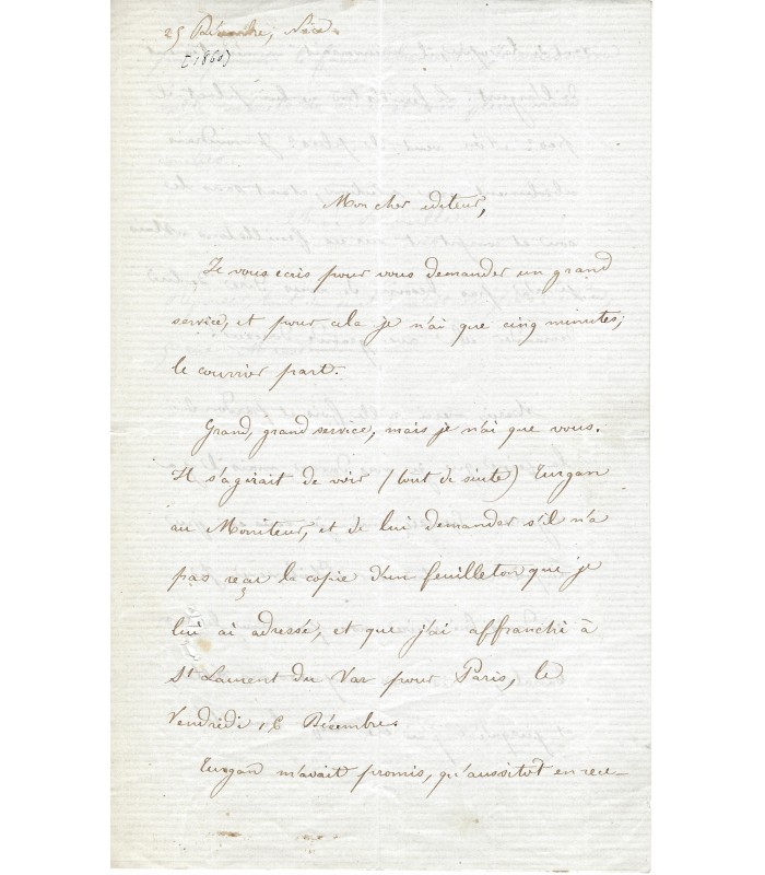 BANVILLE Théodore, poète, dramaturge. Lettre autographe (G 381)