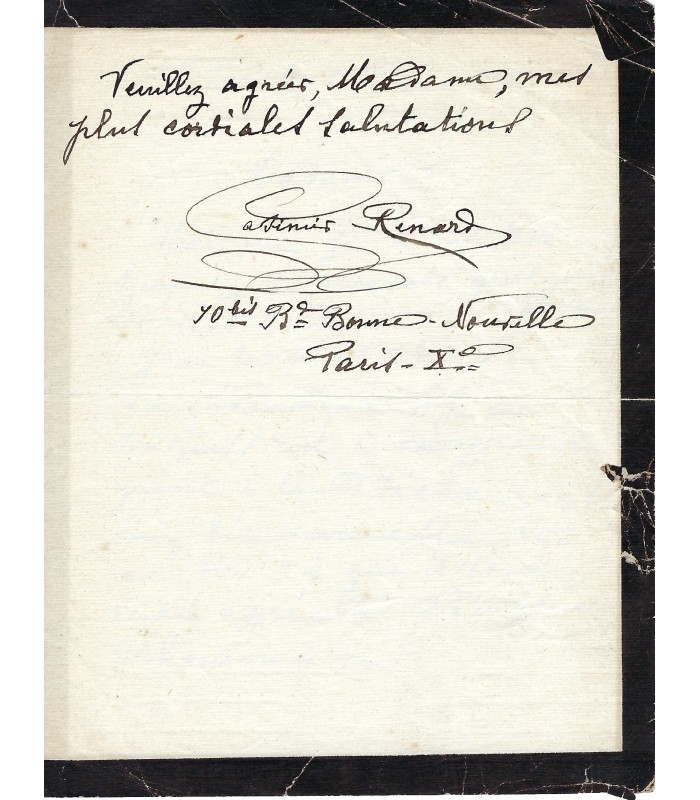 RENARD Casimir, compositeur. Lettre autographe (E 10315)