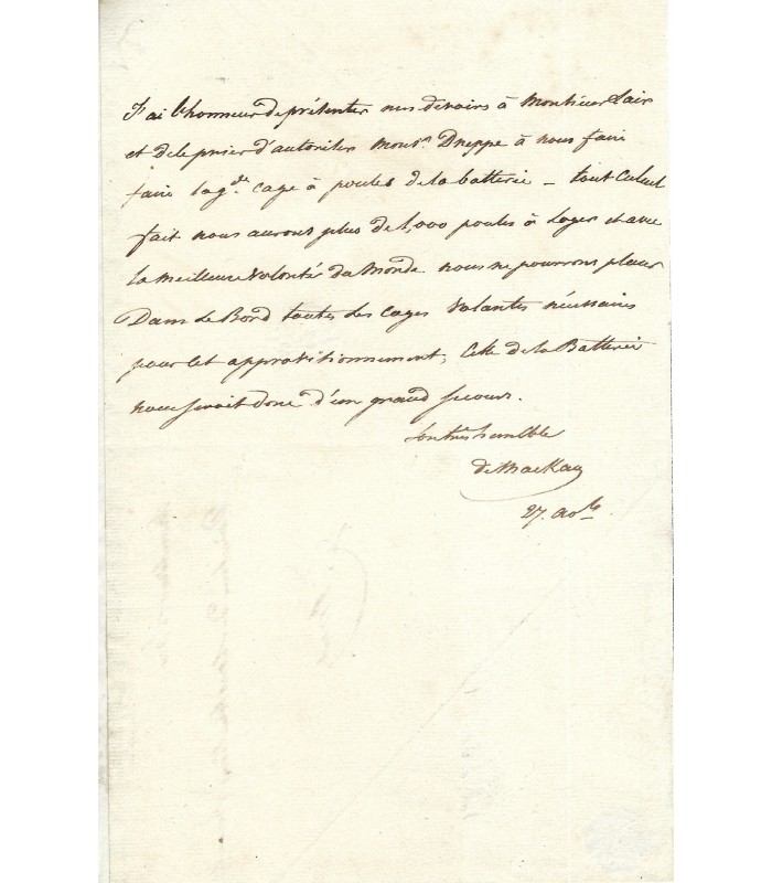 MACKAY, ministre de la Marine. Lettre autographe (G 415)