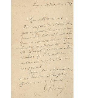 RENAN Ernest, écrivain, philosophe. Lettre autographe (G 3597)