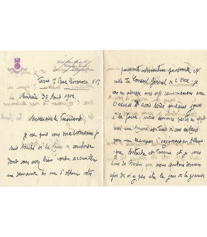 AVENEL Georges, vicomte d', économiste. Lettre autographe (G 815)