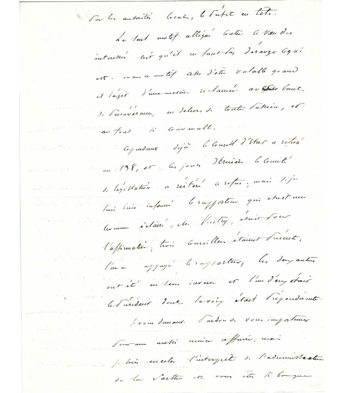 CHEVALIER Michel, économiste, homme politique. Lettre autographe (G 439).