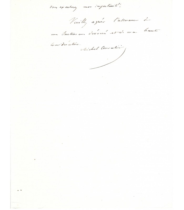 CHEVALIER Michel, économiste, homme politique. Lettre autographe (G 439).
