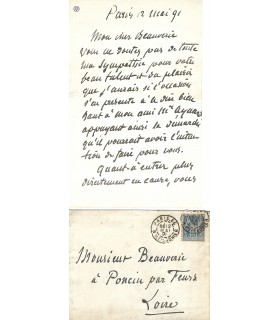 PUVIS DE CHAVANNES Pierre, peintre. Lettre autographe (G 3537)