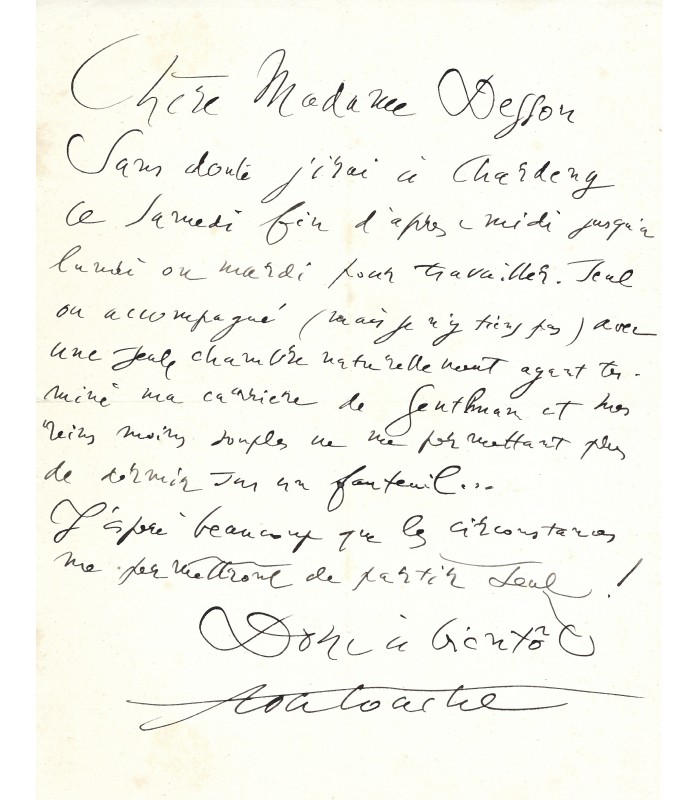 Touchagues Louis, peintre, illustrateur et décorateur. Lettre autographe (Réf. G 5268)