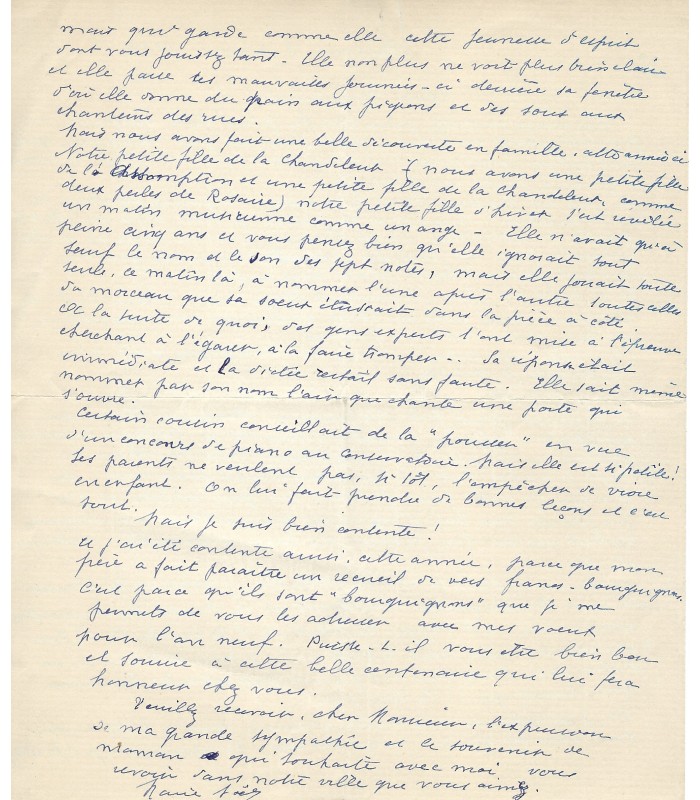 NOEL Marie, poétesse, surnommée "La Fauvette d'Auxerre". Lettre de voeux (Réf. G 2606)