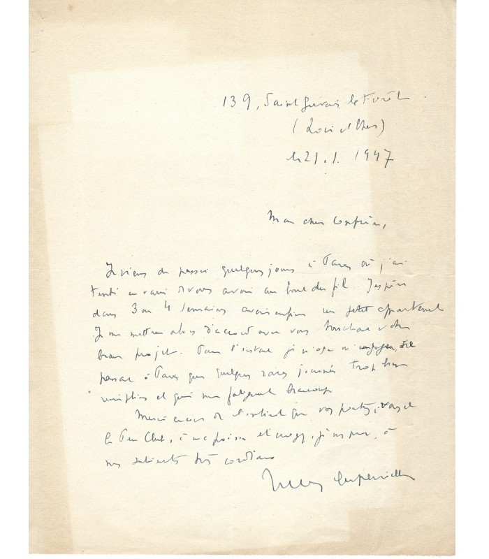 SUPERVIELLE Jules, poète. Lettre autographe (G 2970)