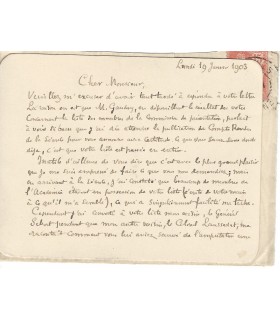 DEPREZ Marcel, ingénieur français. Lettre autographe (G 780)