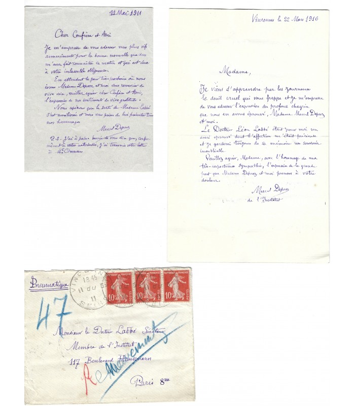 DEPREZ Marcel, ingénieur français. Lettre autographe (G 780)