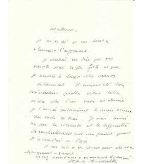 ANOUILH Jean, dramaturge. Lettre autographe (G 5286)