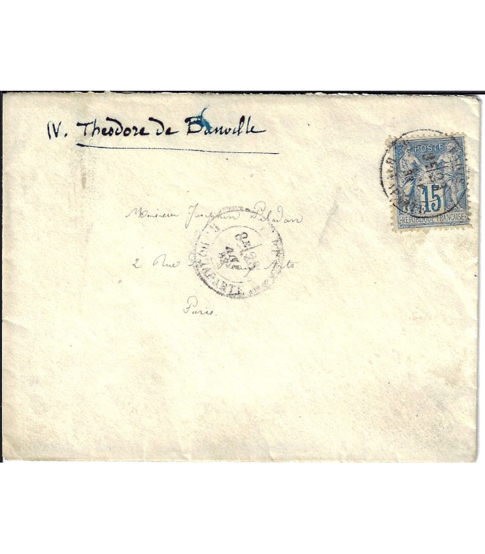 BANVILLE (Théodore de). Poète. Lettre autographe à Joséphin Péladan (G 385)
