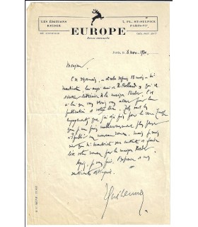 GUEHENNO (Jean). Esssayiste. Lettre autographe, 1930 (Réf. E 10490)