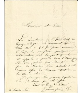 GUERIN-MENEVILLE (Félix). Entomologiste. Lettre autographe (Réf. E 10342)