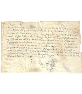 MARESCOT (Michel). Médecin d'Henri IV.  Pièce autographe (E 10507)