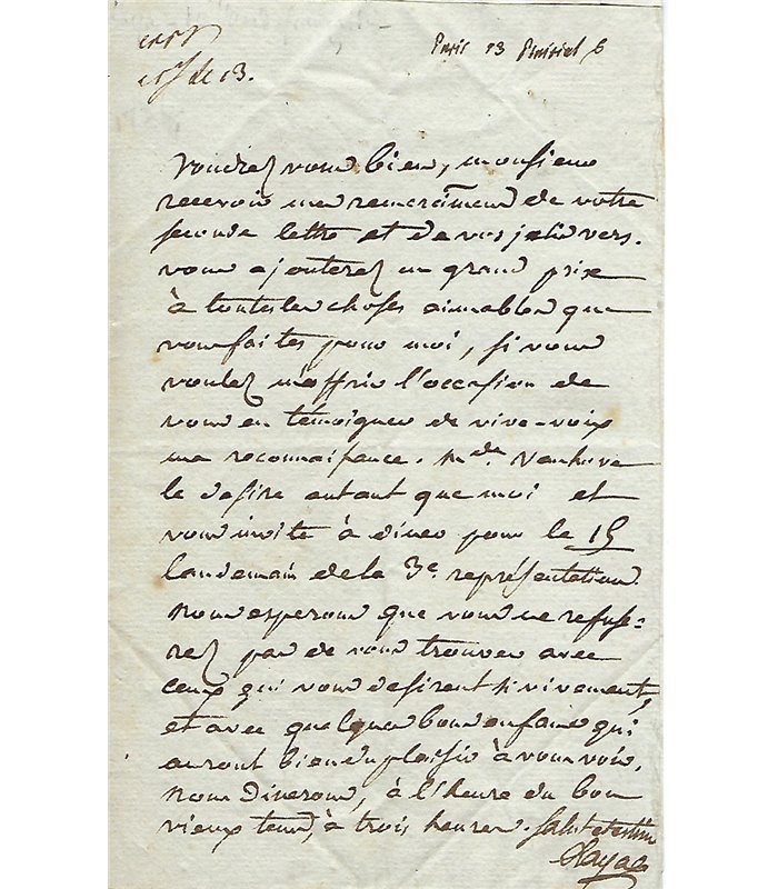 LAYA à Grimod de La Reynière...